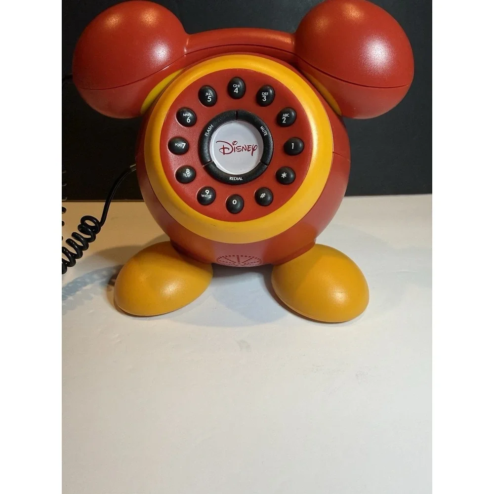 Disney Mickey Mouse Corded Push Button Desk Telephone Memorex DPH8020-C Tested